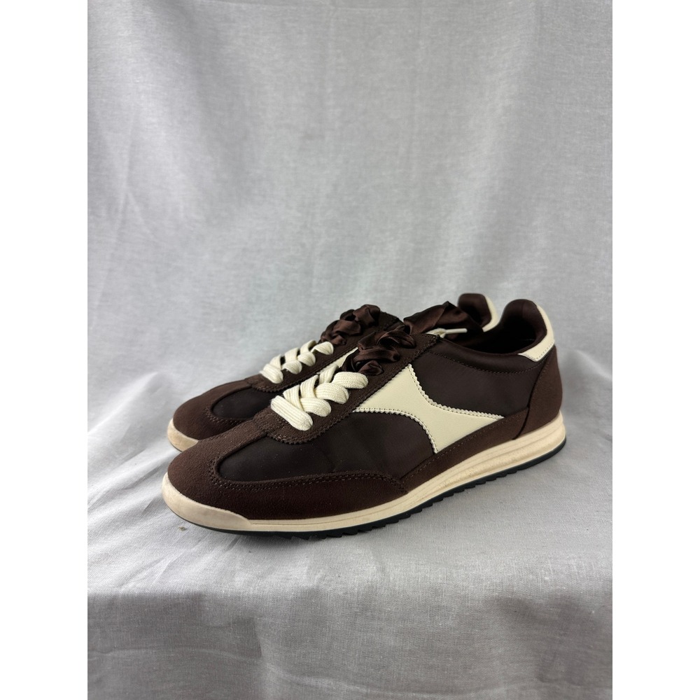 Universal Thread Brown Cream Nylon Suede Memory Foam Sneakers Womens 9